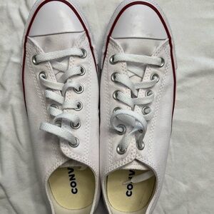 Converse White Canvas Sneakers with Blue Accents